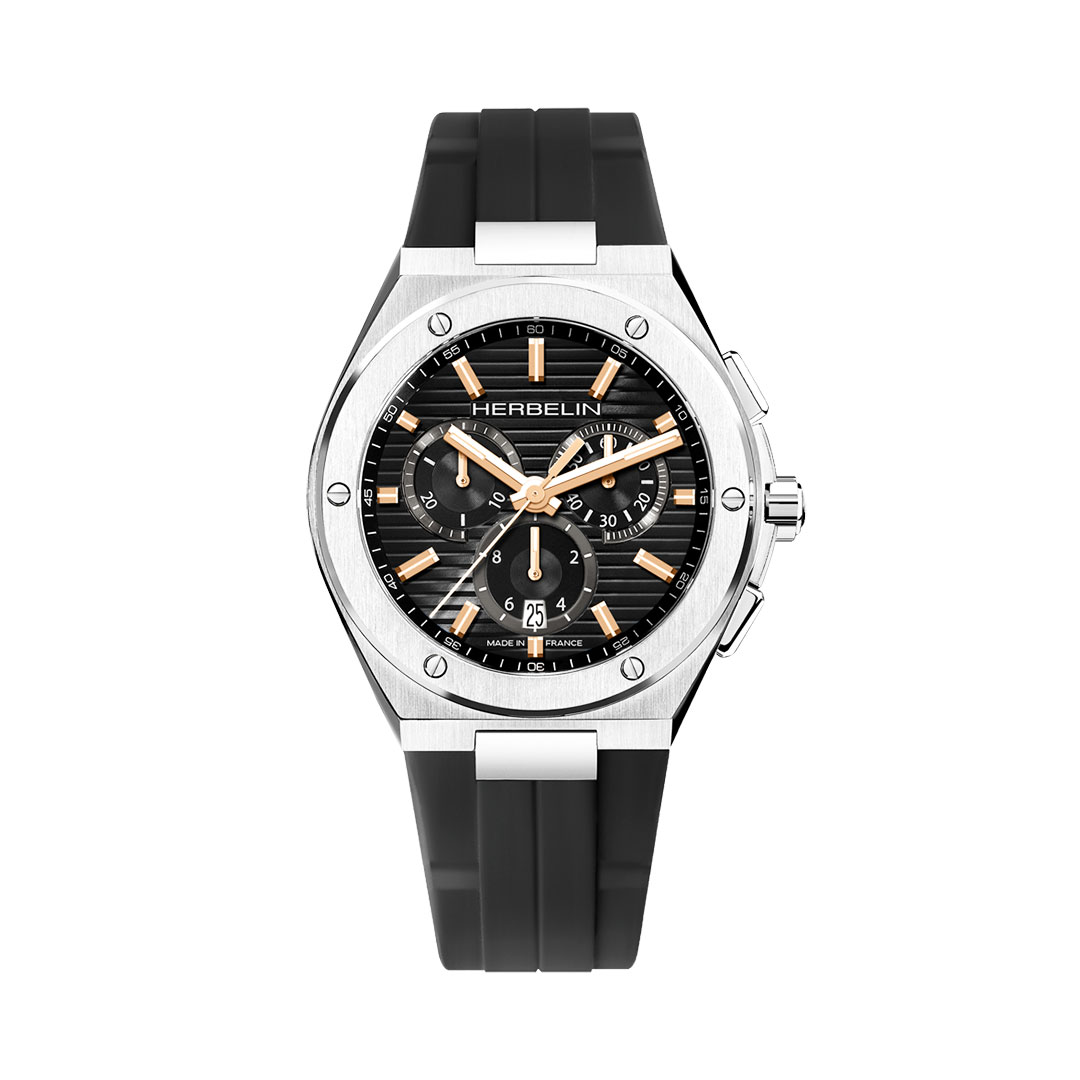 Montre acier cadran noir