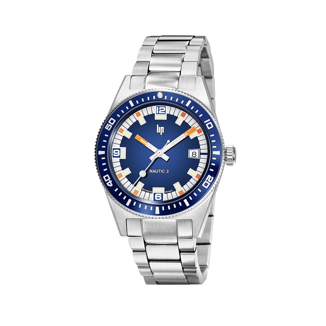 montre lip nautic 3 bleu acier 671853