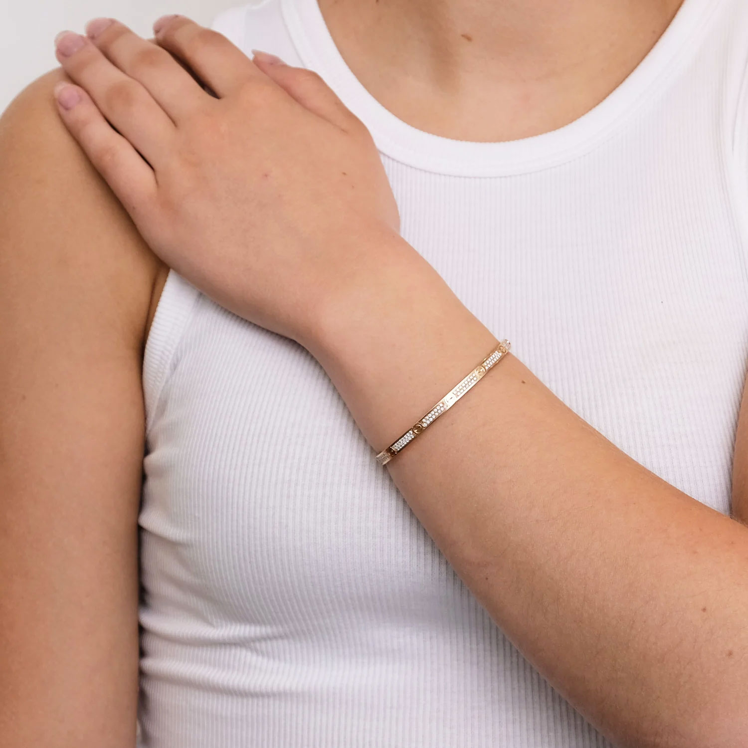 Bracelet LOVE PM Or Rose Pave Diamant LUCKY ONE