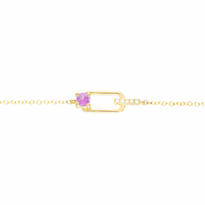 Bracelet Cerise - Saphir Rose Or Diamants