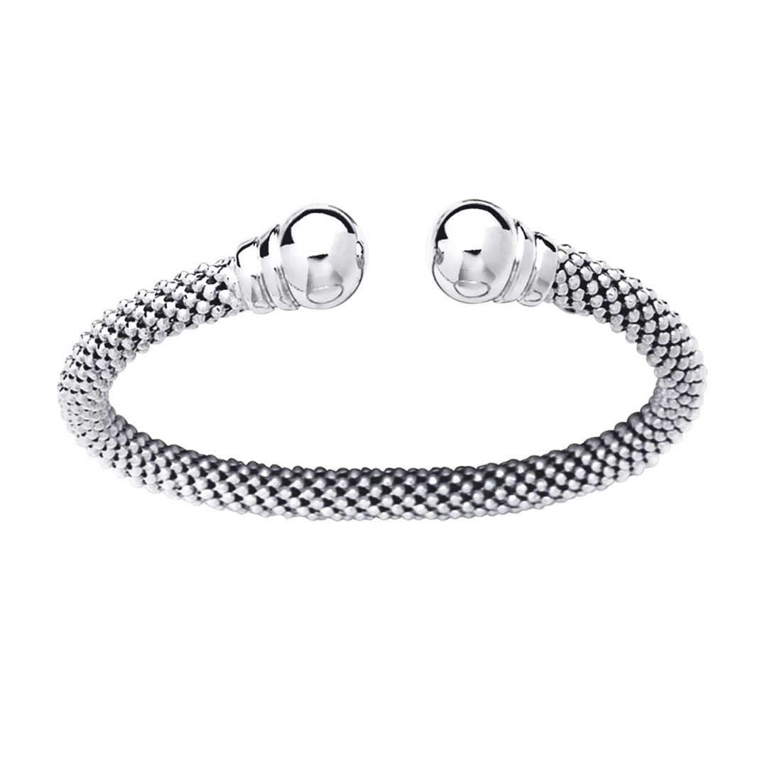 jonc-argent-boules-ouvert Bracelet Argent large 6mm