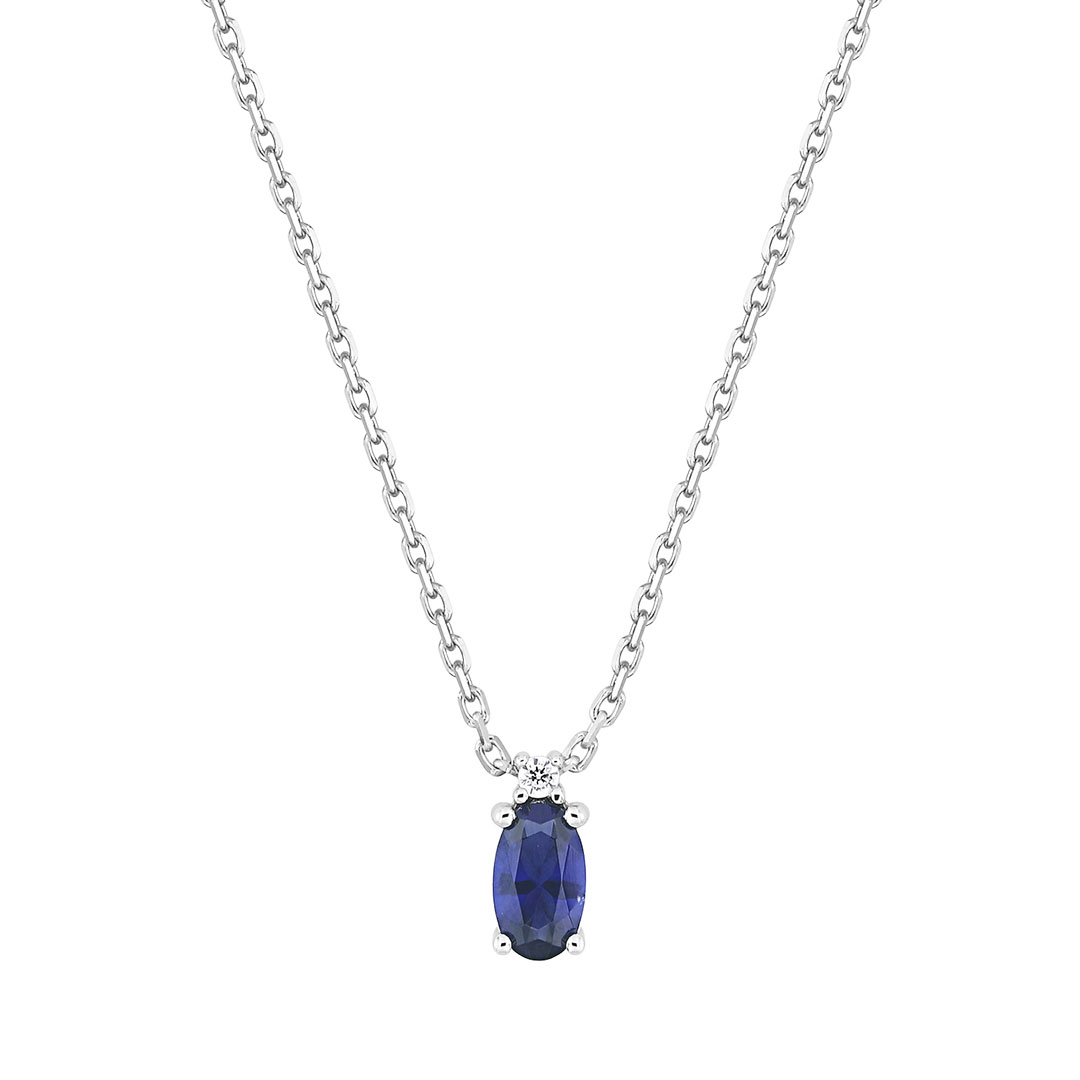 Collier Femme Saphir Bleu