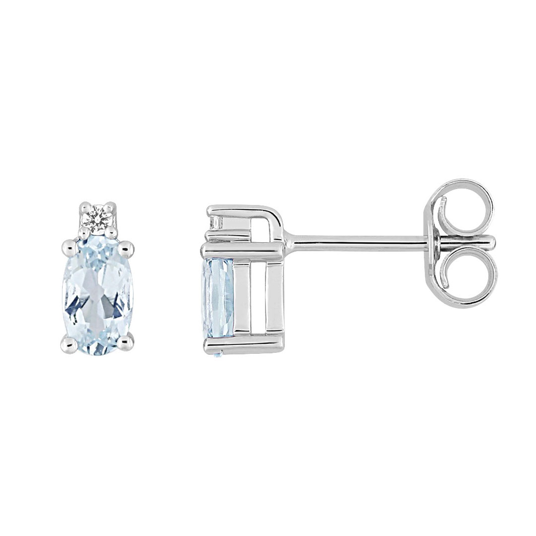 Boucles d'oreilles Aigue Marine Diamant