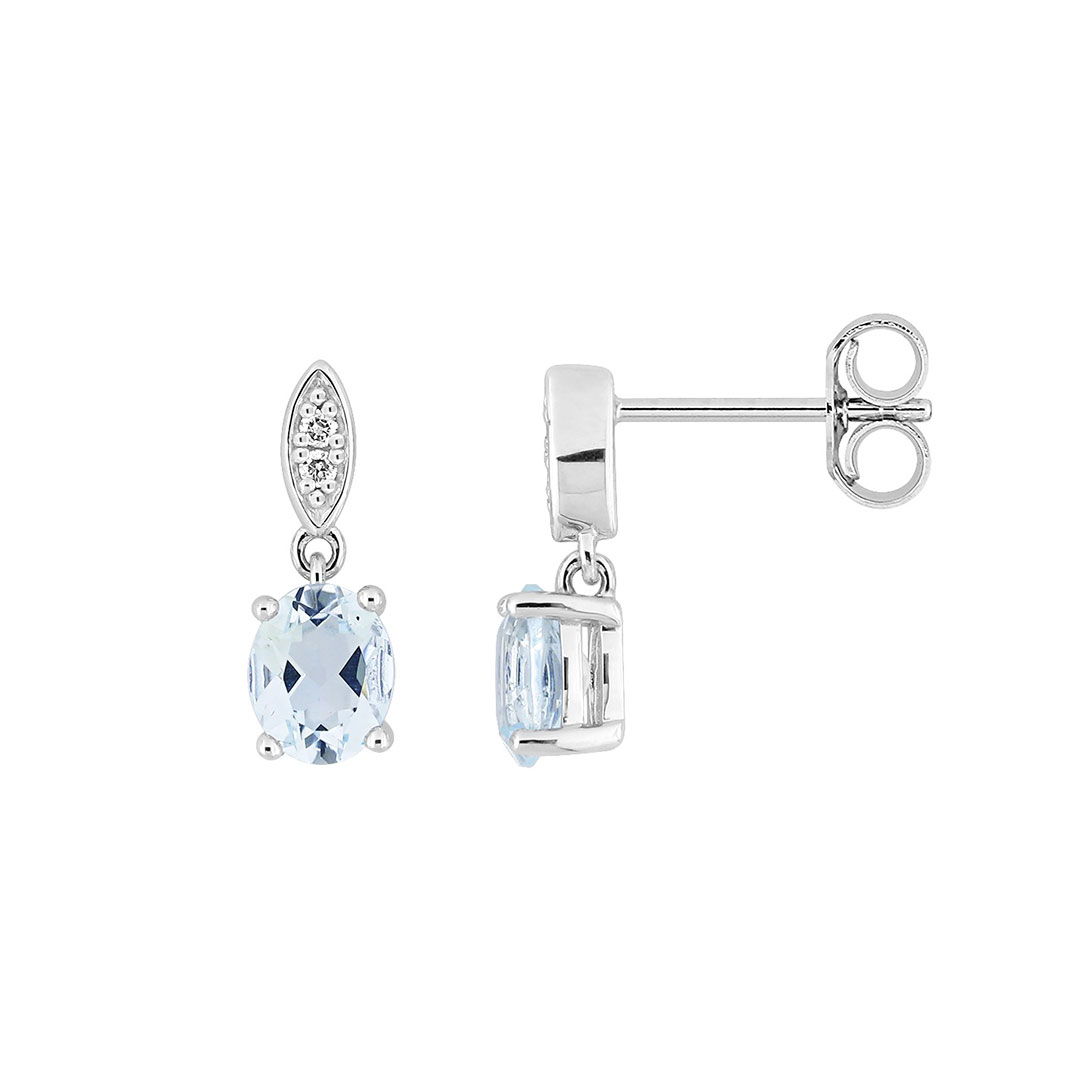 Boucles d'oreilles Aigue Marine Diamant