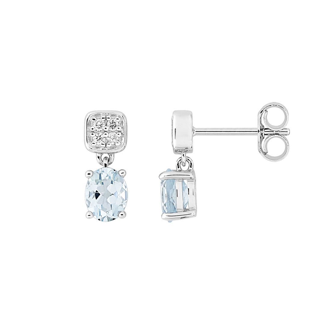 Boucles d'oreilles Aigue Marine Diamant