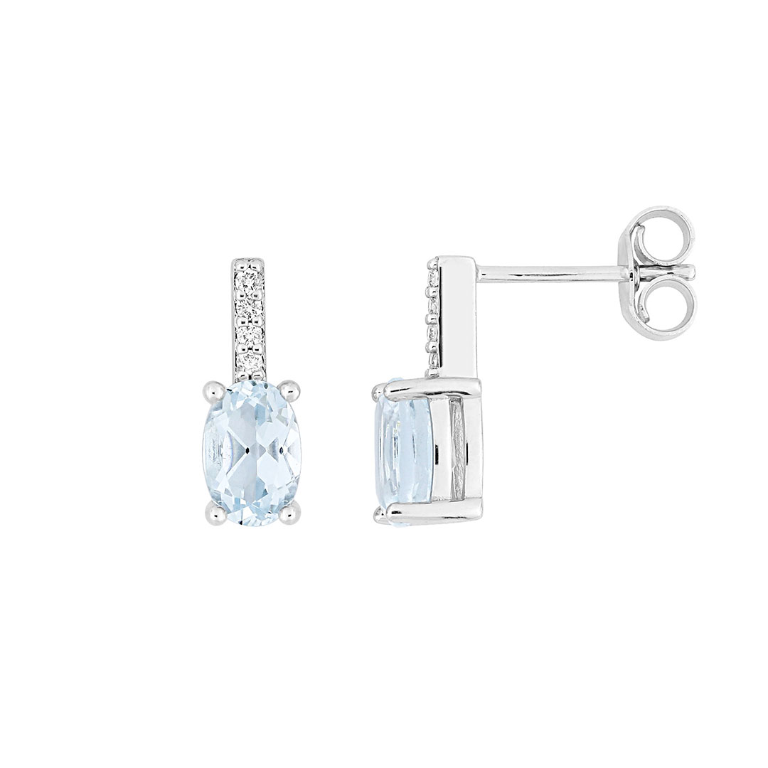 Boucles d'oreilles Aigue Marine Diamant