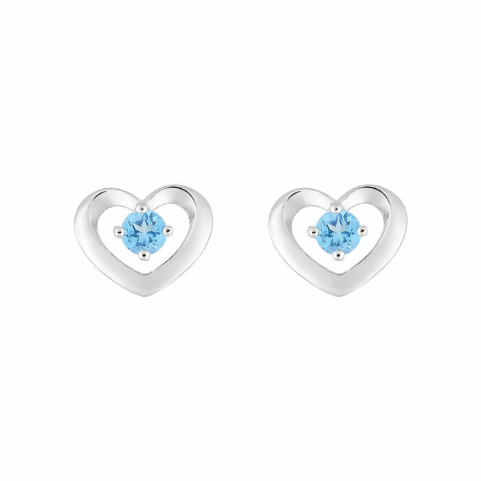 Boucles d'Oreilles Coeur Bleu