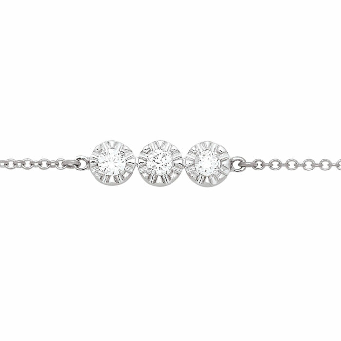Bracelet Diamant Trio - Trois Solitaires 0,03 Carat en Or 18k – Image 4