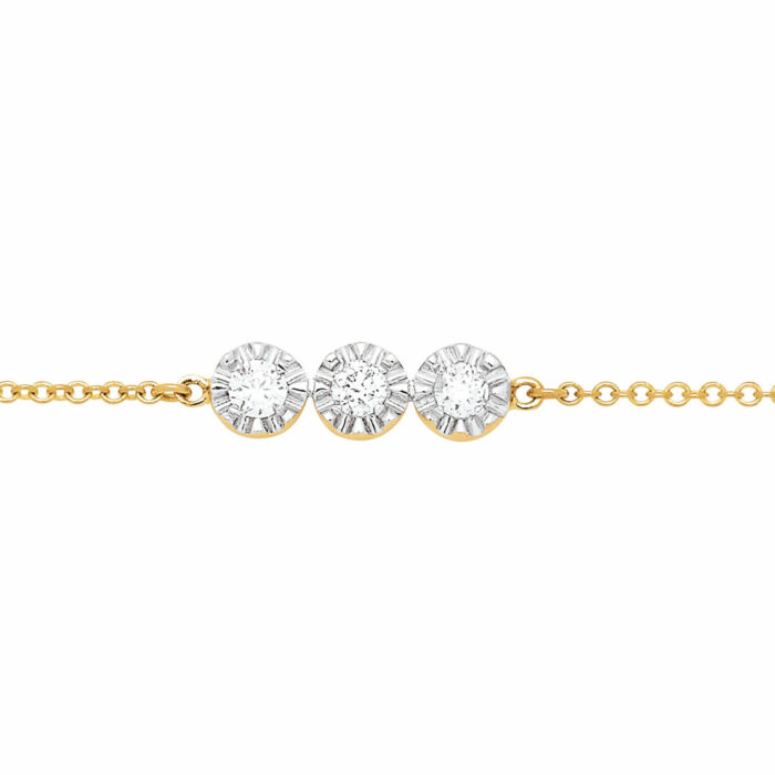 Bracelet Diamant Trio - Trois Solitaires 0,03 Carat en Or 18k – Image 5