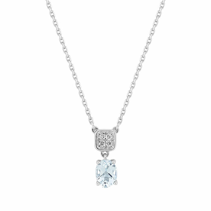 Collier Pendentif Aigue Marine DIamant