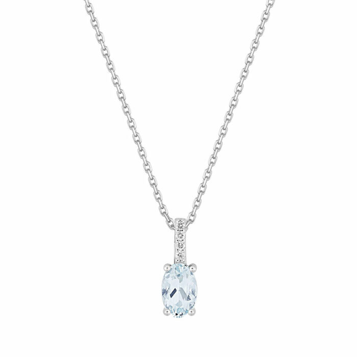 Collier Aigue Marine Or Blanc