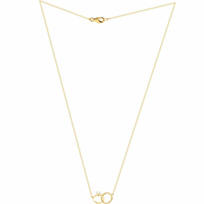 Collier engagement double bague diamant