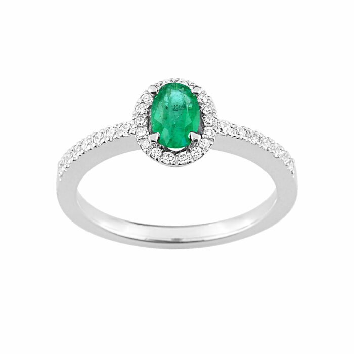 Bague fiançailles emeraude diamant