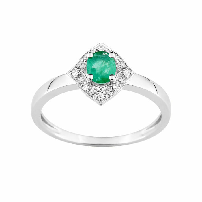 Bague emeraude or blanc