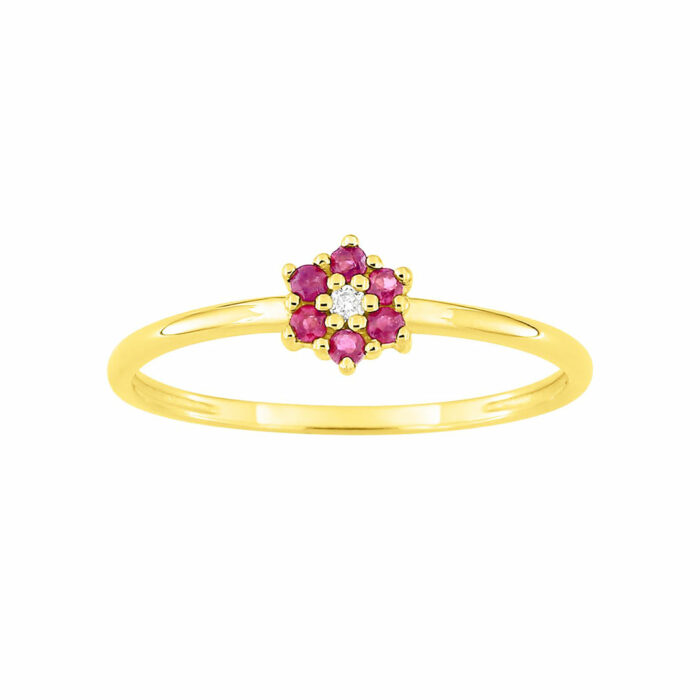 bague fleur rubis
