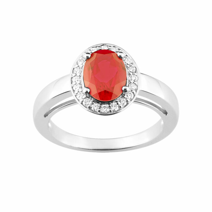 Bague pompadour rubis diamant