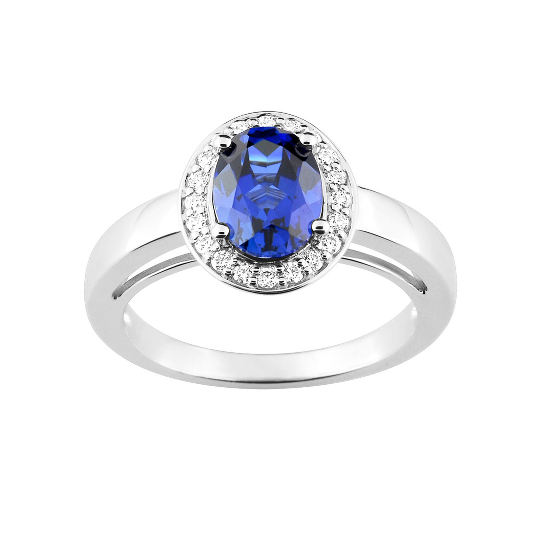 Bague saphir or blanc