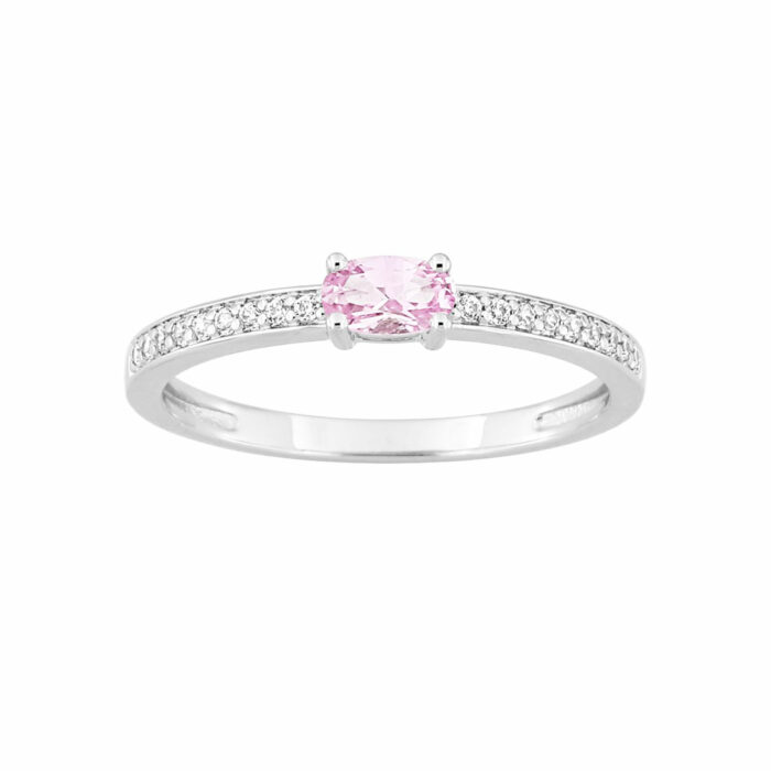 bague saphir rose diamant
