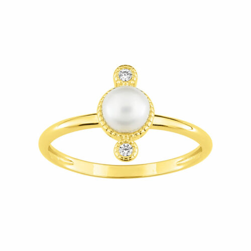 Bague perle diamant or jaune