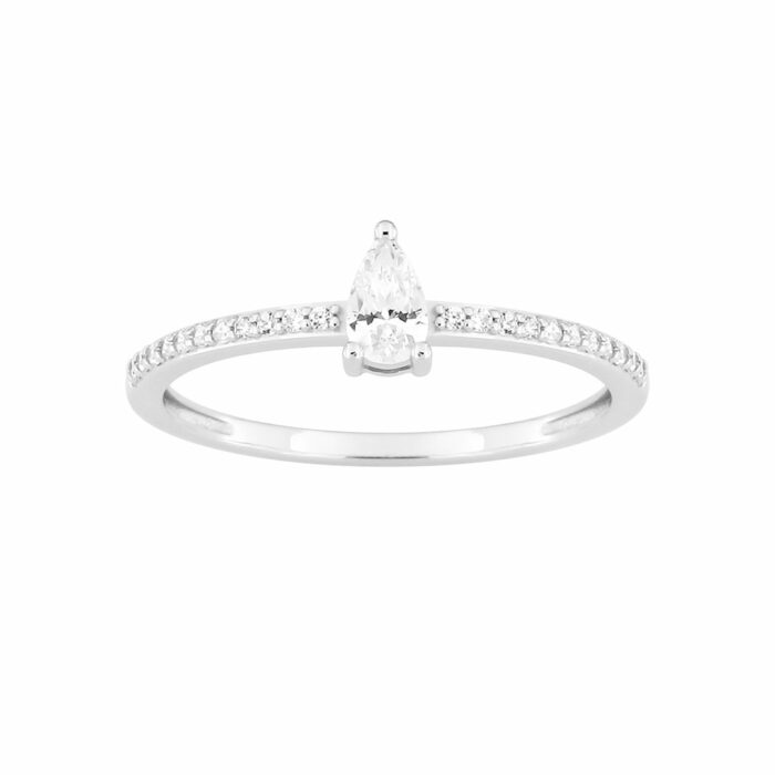 Solitaire poire accompagné diamant