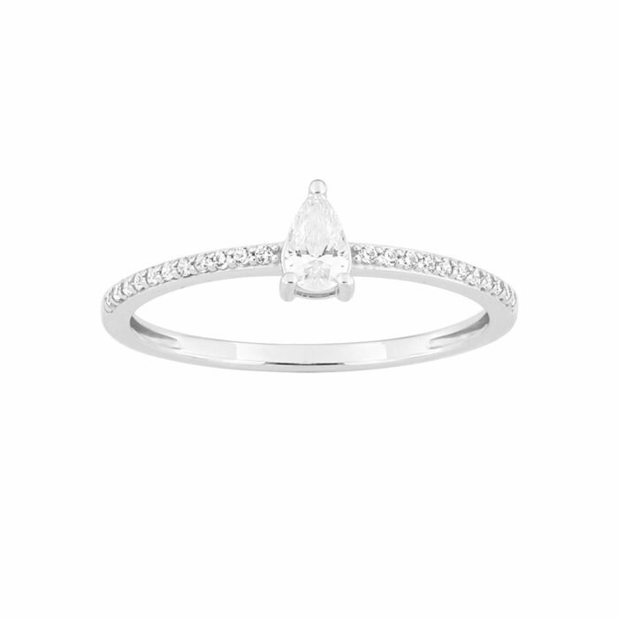 Solitaire poire accompagné diamant