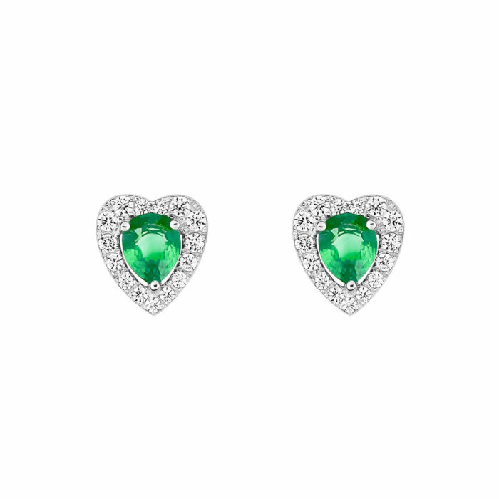 Boucles d'Oreilles Coeur Emeraude