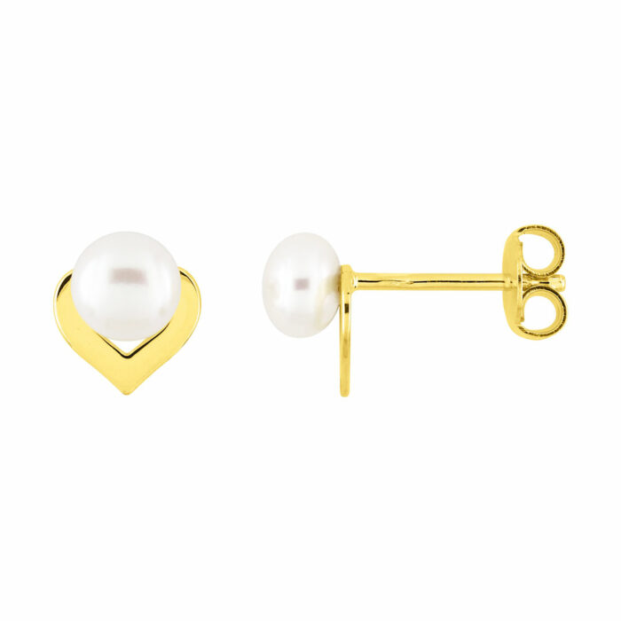 Boucles coeur perle or