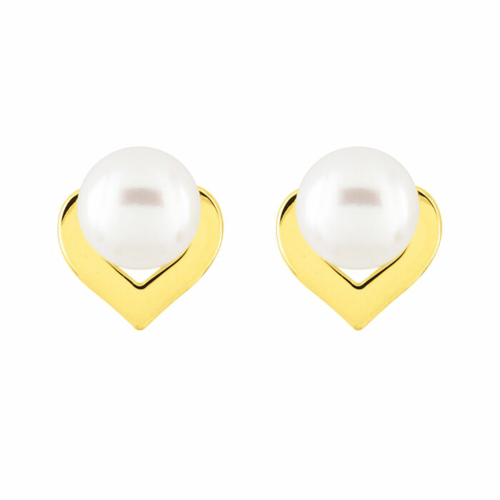 Boucles coeur perle or