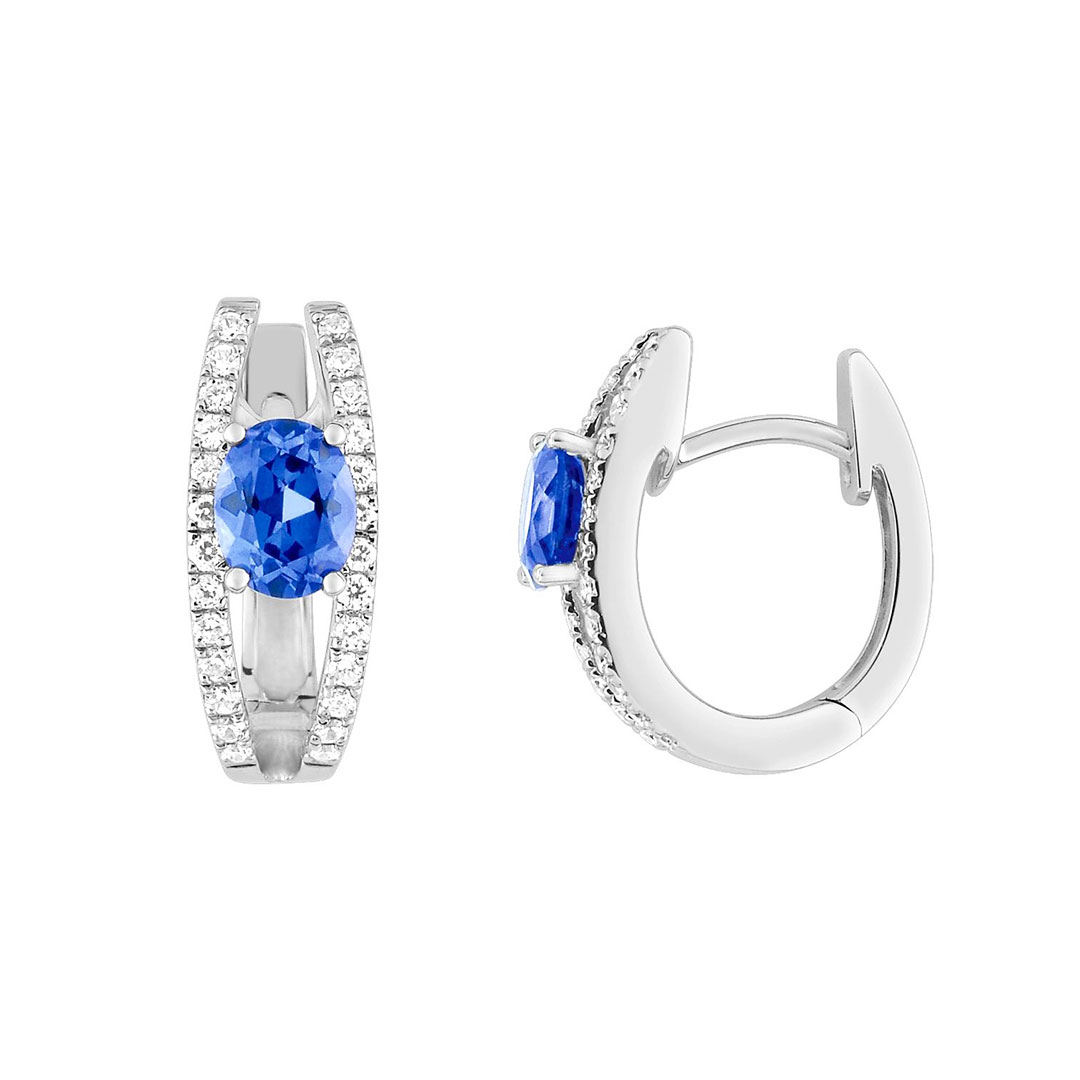 Boucles oreilles créoles saphir