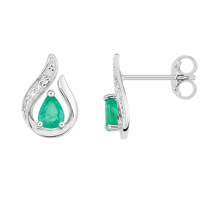 boucles d'oreilles emeraude poire