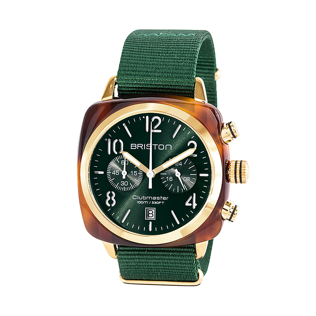15140.PYA.T.10.NBG Montre Briston Clubmaster Classic Vert Gold