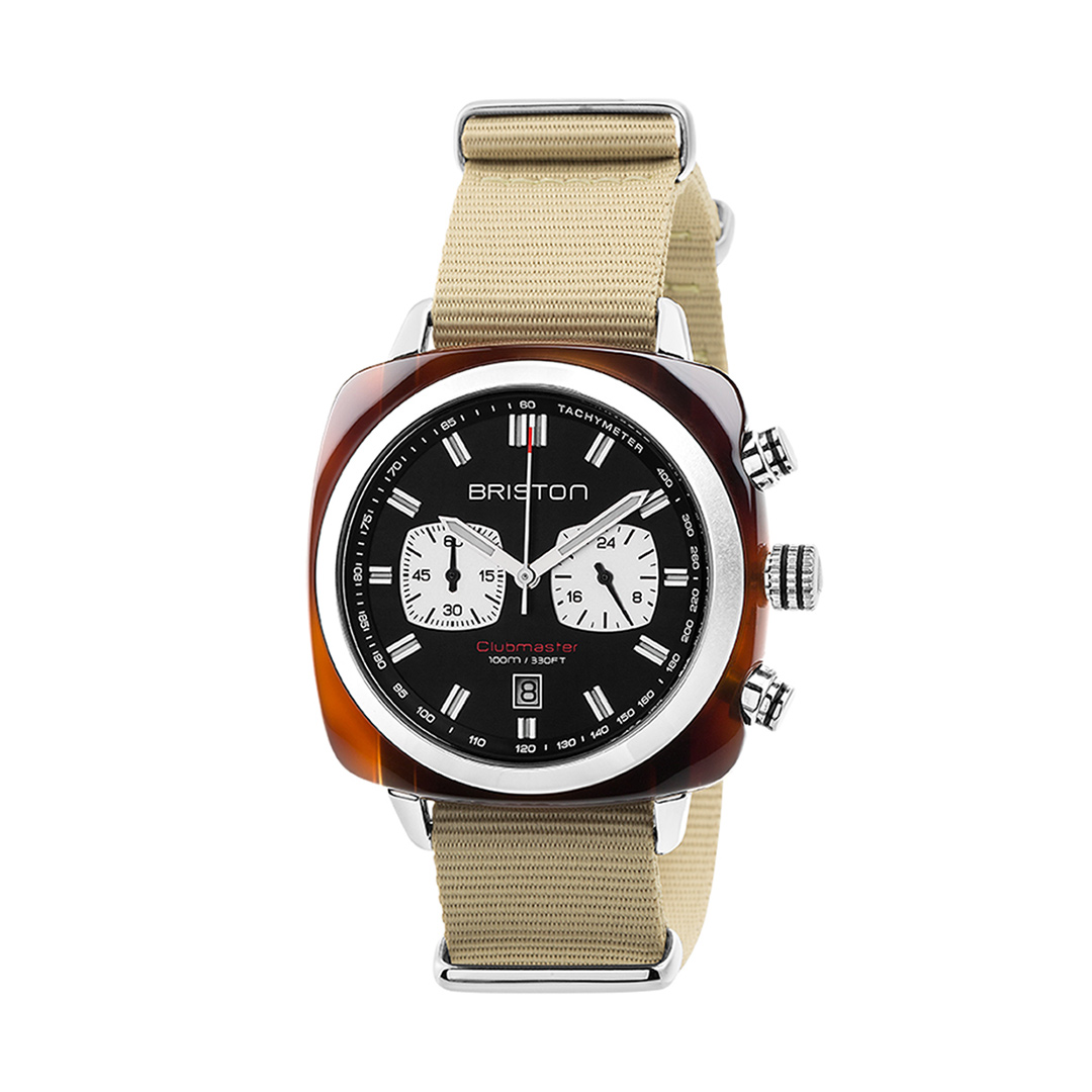 17142.SA.TS.1.NK Montre Briston Clubmaster Sport Chrono Noir Kaki