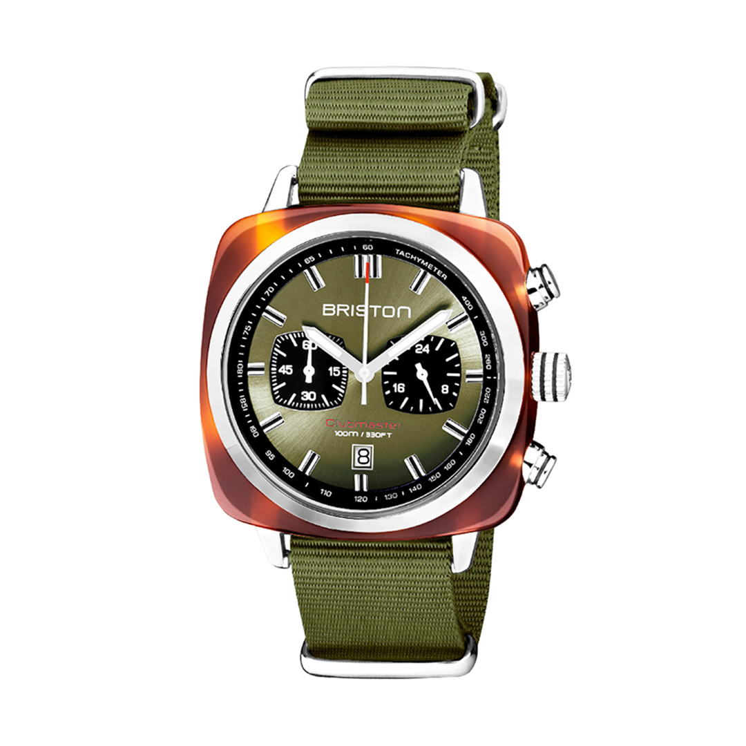 20142.SA.TS.26.NOL Montre Briston Clubmaster Sport Chrono Vert Olive