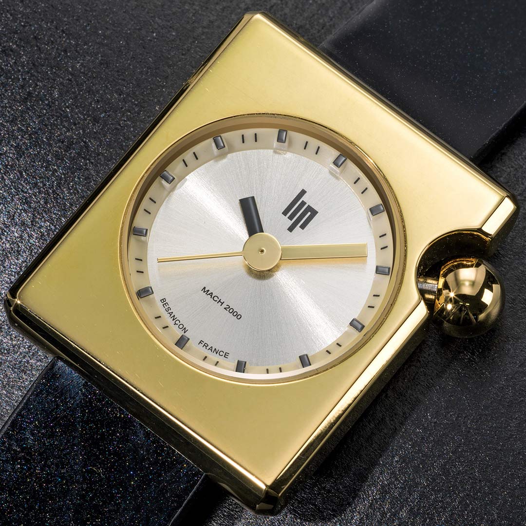 Lip Mach 2000 Mini Square Schwarz Gold Uhr 671178