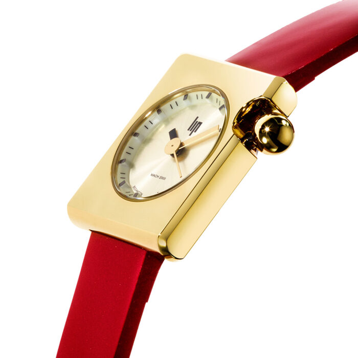 Montre Lip Mach 2000 Mini Square Rouge Doré 671186