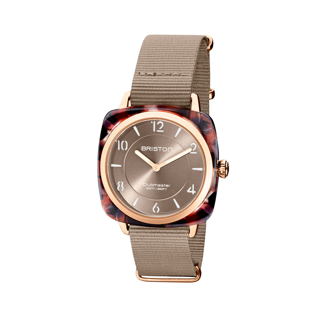 briston-Clubmaster-CHIC—HM-2025-21536.PRA.UBR.30.NT Montre Briston Clubmaster Chic Gris Taupe