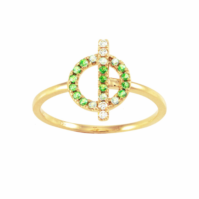 Bague Omega - Diamant Grenat Saphir Vert