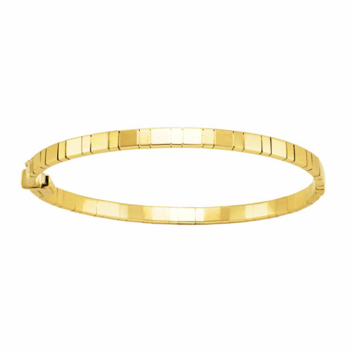Bracelet Jonc Strié Fil Rectangle 4mm Or