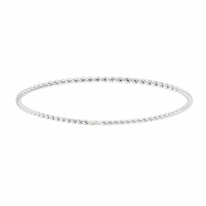 Bracelet jonc torsadé or blanc