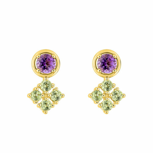Boucles d'Oreilles Améthyste Péridot