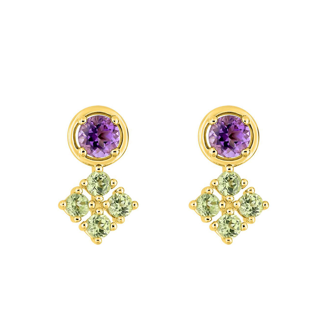 Boucles d'Oreilles Améthyste Péridot