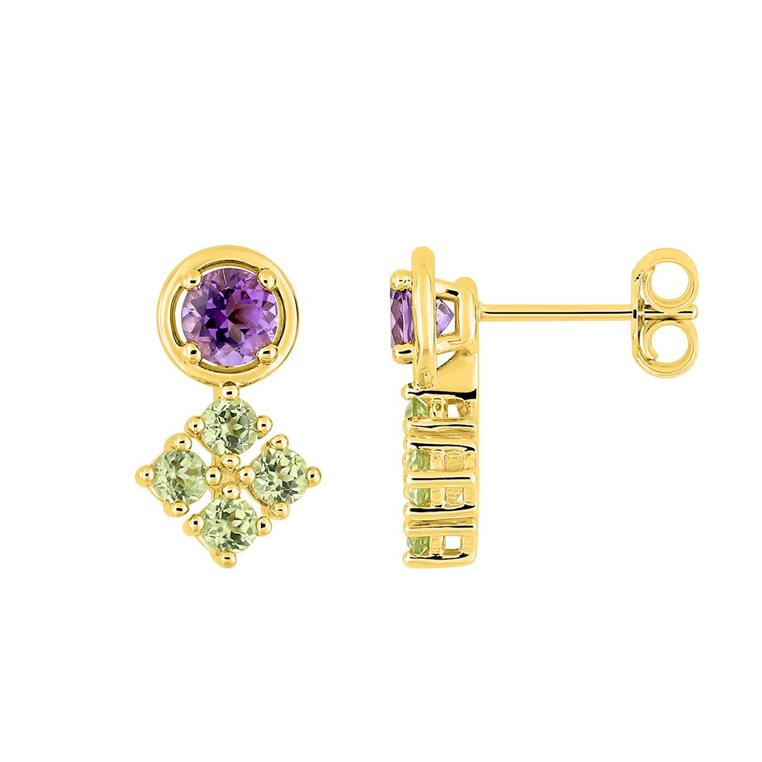 boucles-27410 Boucles d'oreilles amethyste peridot