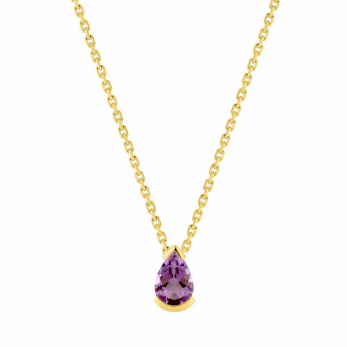 Collier Poire Améthyste Or Jaune