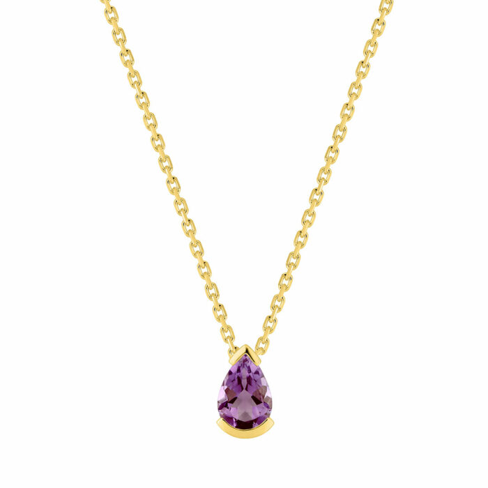 Collier Poire Améthyste Or Jaune