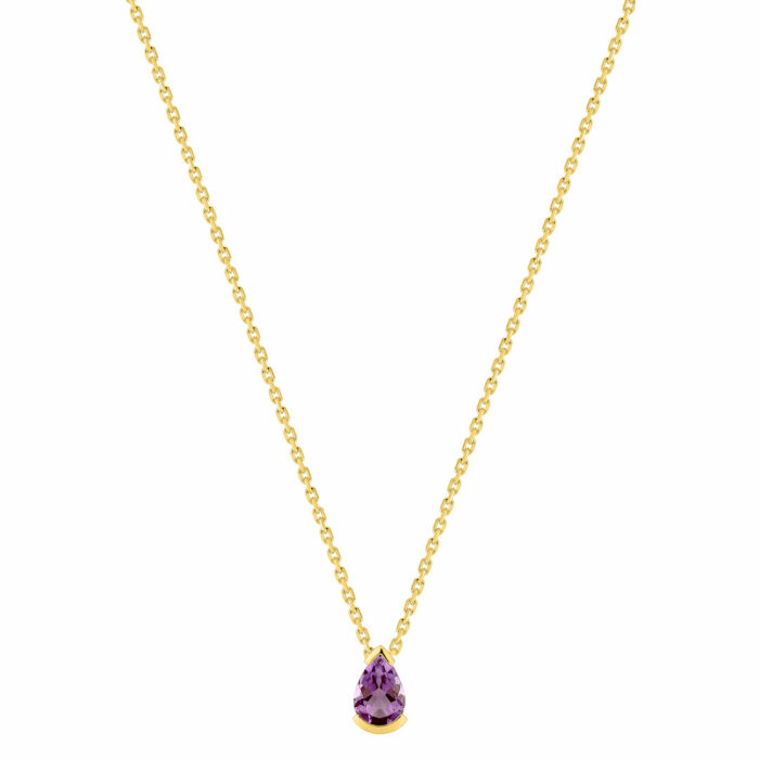 Collier Poire Améthyste Or Jaune
