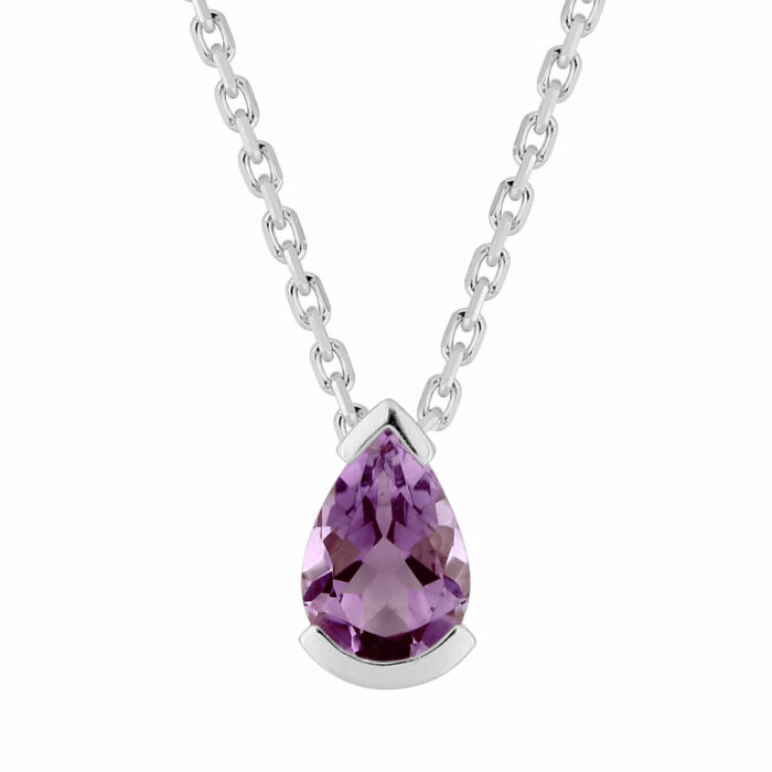 Collier Poire Améthyste Or blanc