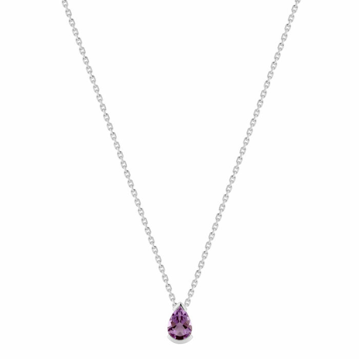 Collier Poire Améthyste Or blanc