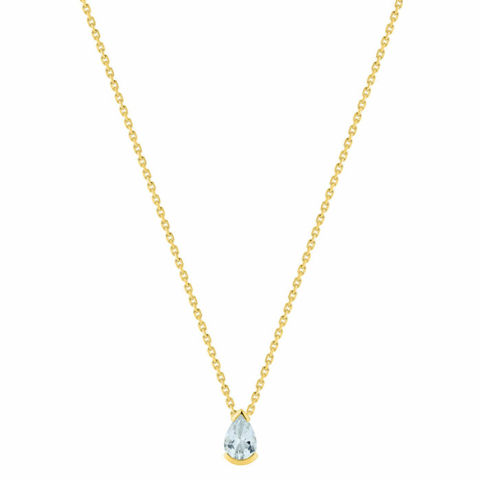 Collier Poire Aigue marine Or jaune