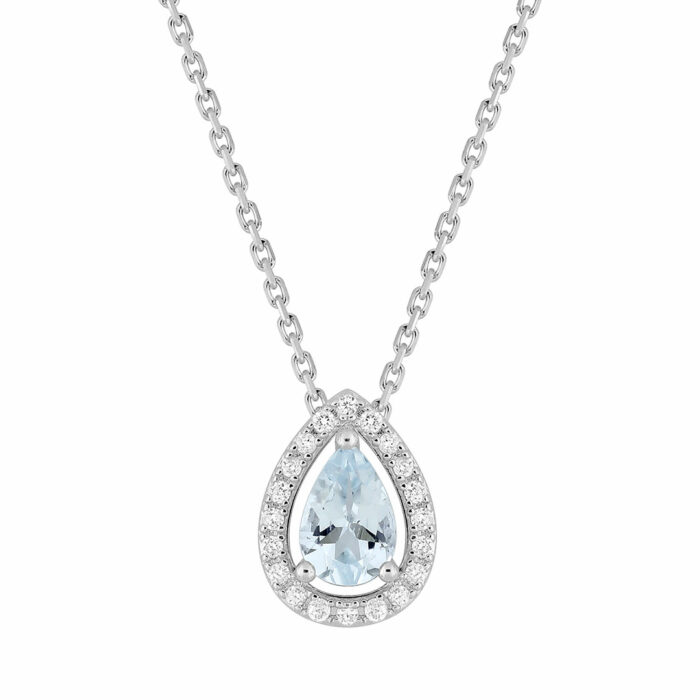 Collier goutte Aigue-Marine Diamant