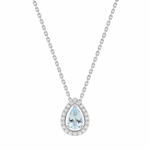 Collier goutte Aigue-Marine Diamant